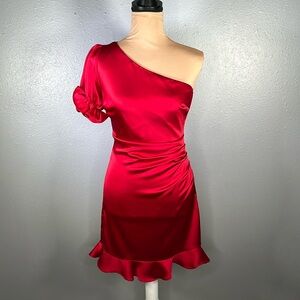 B Darlin Red Asymmetrical Dress